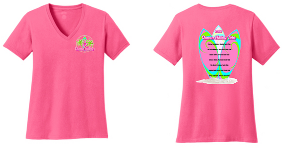 2024 Queen of the Chesapeake  - Pink Lady V Neck Short Sleeve T Shirt