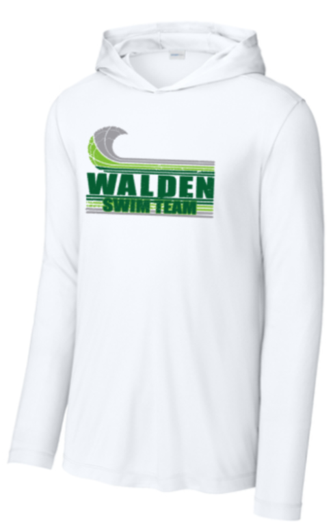 Walden Swim - Retro White UV Performance Long Sleeve Hoodie Shirt (Adult)