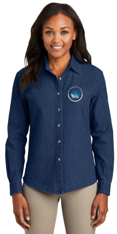 Annapolis Blend - Ladies Long Sleeve Value Denim Shirt (Light Blue or Dark Blue)