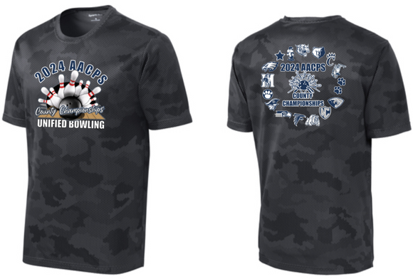 AACPS Unified Bowling - 2024 Championships Iron Grey/Black CamoHex SS T Shirt
