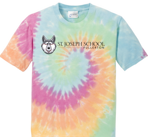 St. Joseph School - Youth Tie Dye Short Sleeve - Long Wolfie