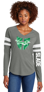 MSCS - Running - Ladies Halftime Stripe Long Sleeve V-Neck Tee