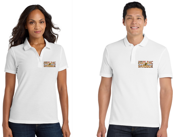 2025 RAC SANDBOX - White Polo Printed (Unisex or Lady Cut)