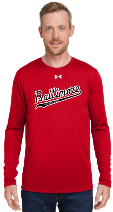 Men's under armour red long sleeve cheap