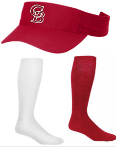 Glen Burnie Softball - BUNDLE - 1 Visor / Red Socks / White Socks