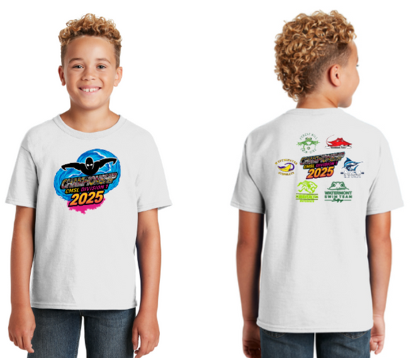 2025 CMSL DIVISION 1 CHAMPS - White Cotton/Poly Short Sleeve Shirt