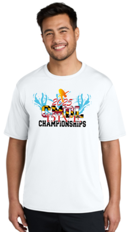 2025 CMDL CHAMPS - White Performance Short Sleeve Shirt (Diver's Names on Back)