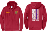 AL 276 - American Flag - Full Zip Hoodie (Black, Navy Blue, Red or Grey) (Men's or Lady's Cuts)