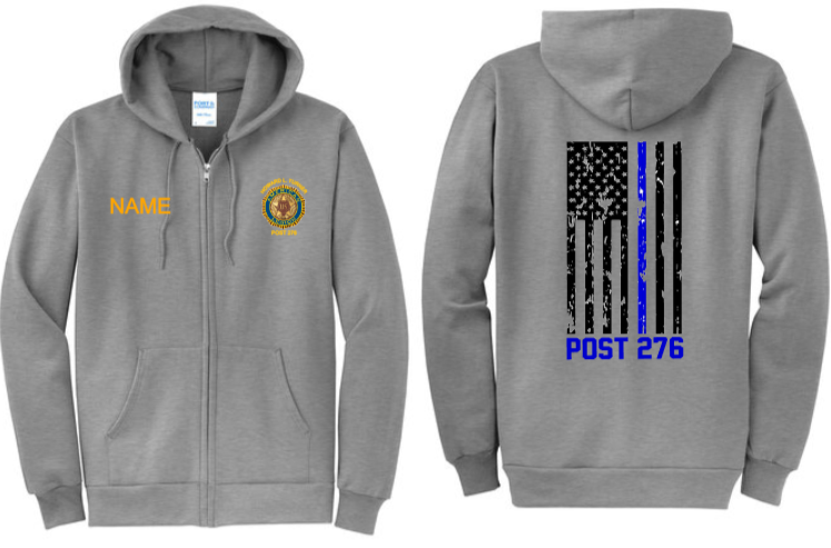 AL 276 - American Flag - Full Zip Hoodie (Black, Navy Blue