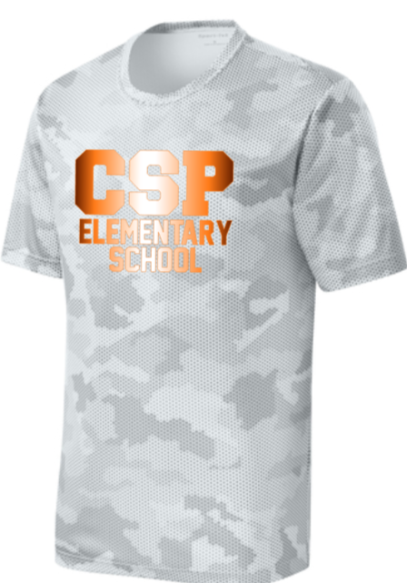 CSP Elementary - Gradient Camo Hex Short Sleeve Shirt (White or Iron Grey) Youth and Adult