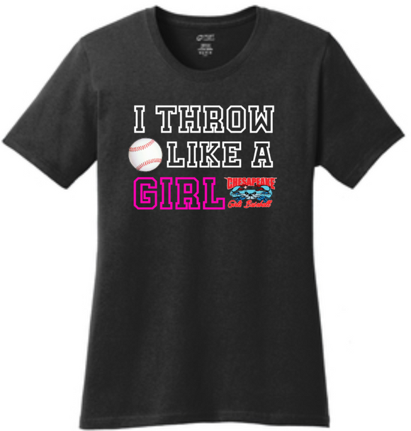 Chesapeake Girls Baseball - Throw Like a Girl SS T Shirt