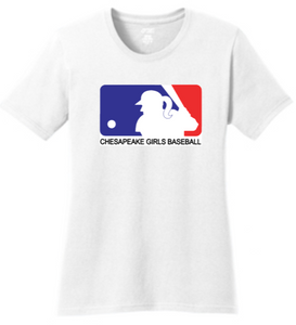 Chesapeake Girls Baseball - Major League Girls SS T Shirt (White or Grey)