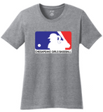 Chesapeake Girls Baseball - Major League Girls SS T Shirt (White or Grey)