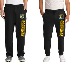 South Carroll Serpents - Sweatpants (Joggers or Open Bottom) (Black)