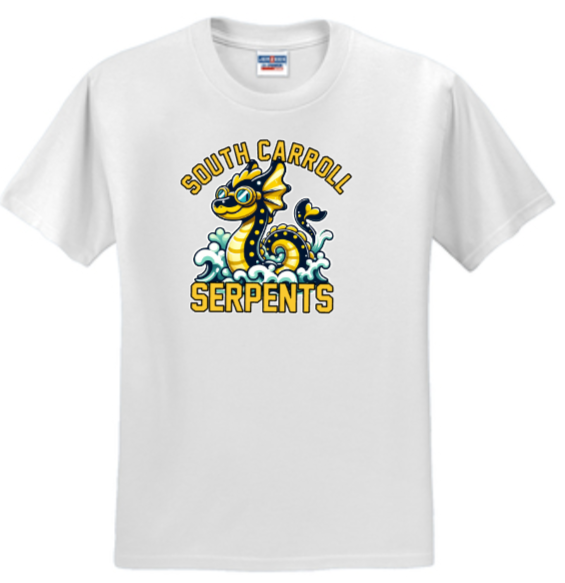 South Carroll Serpents - Short Sleeve T Shirt (White, Gold or Black)