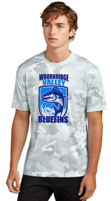 Bluefins Swim Team - Official White Camohex - Short Sleeve T Shirt