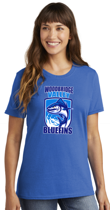 Bluefins Swim Team - Blue Ladies Short Sleeve Shirt