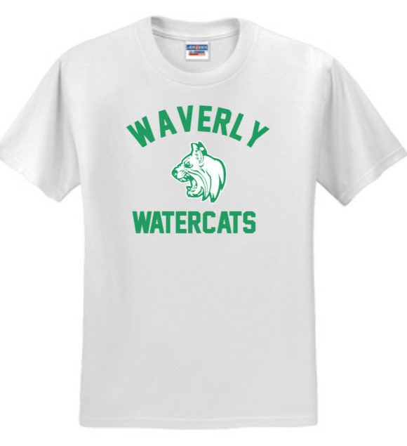 Waverly Watercats - Short Sleeve T Shirt (White or Green)