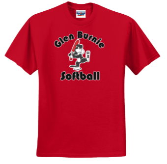 Glen Burnie Softball - Retro Short Sleeve Shirt (Red, Black, White or Grey)