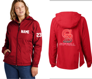 Glen Burnie Softball - Official Ladies Hooded Raglan Jacket (Red)