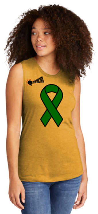 Speak Your Truth - Mental Health Awareness Ribbon Next Level Women's Muscle Tank Top - Gold