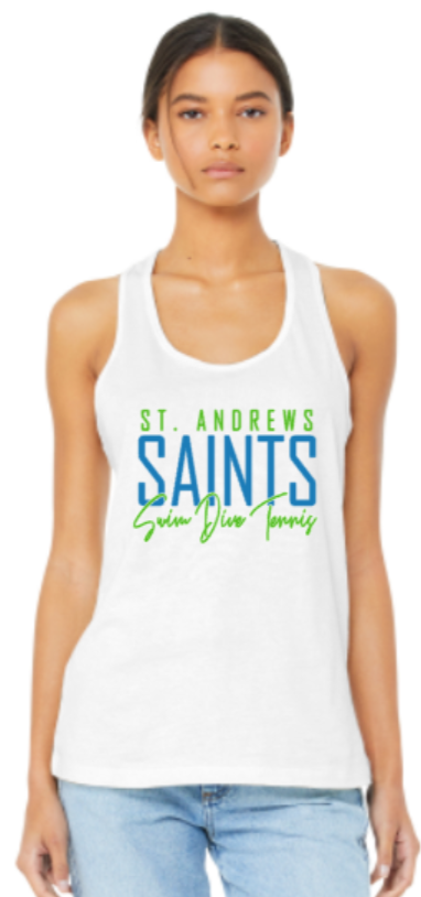 St. Andrews - Saints White Racer Back Tank Top