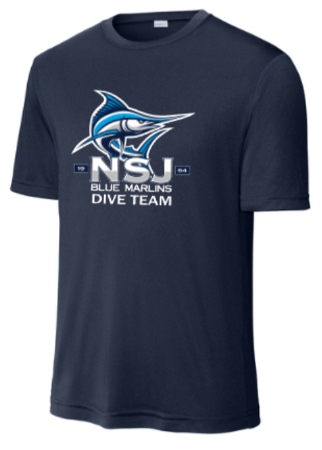NSJ Diving - Team - Navy Blue Performance Short Sleeve Shirt