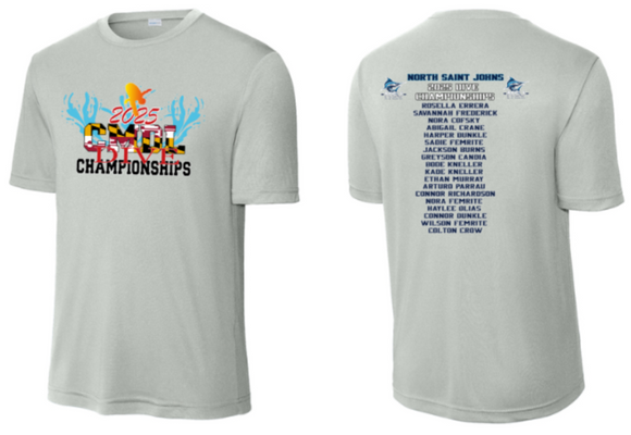 NSJ Diving - 2025 Champs - Grey Performance Short Sleeve Shirt