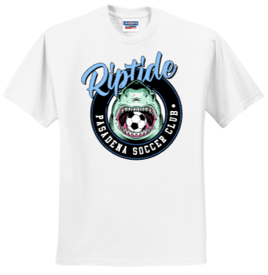 PSC Riptide - SHARK Short Sleeve T Shirt (Navy Blue / Aquatic Blue / White)
