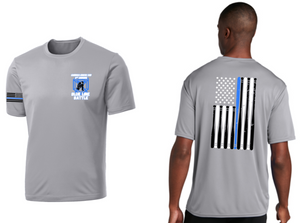 BLUE LINE BATTLE - Baseball Bat Flag - Official Grey Performance Short Sleeve