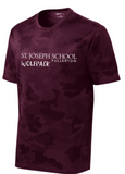 St. Joseph School - Maroon Camo Hex Short Sleeve Shirt (YOUTH AND ADULT) (Wolfie Long or Wolfpack)