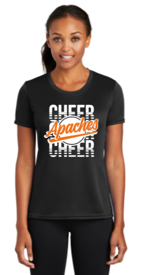 Apaches Cheer - Orange Glitter Performance Short Sleeve (Black)