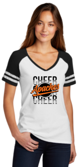 Apaches Cheer - Orange Glitter Women's Game V-Neck Tee