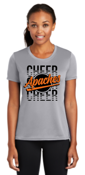 Apaches Cheer - Orange Glitter Performance Short Sleeve (Silver)