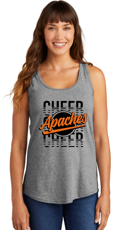 Apaches Cheer - Orange Glitter Lady Tank Top (White)