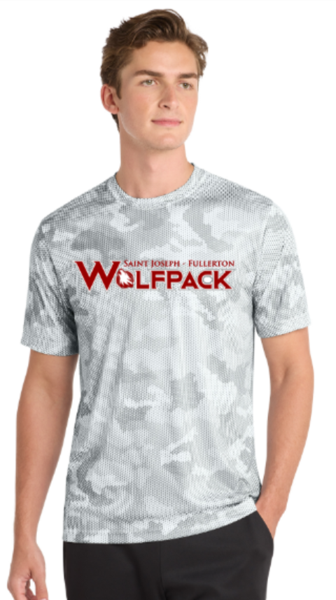 St. Joseph - White Wolfpack Camo Hex Short Sleeve Shirt
