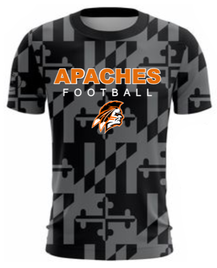 Apaches Football - Official MD Ghost Short Sleeve Shirt (Black)