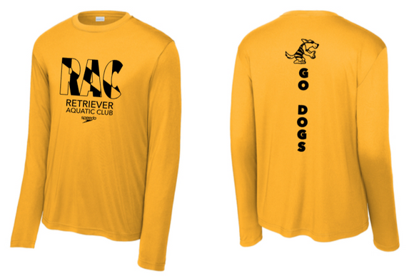 RAC Swimming - Gold Performance Long Sleeve T Shirt (Youth or Adult)