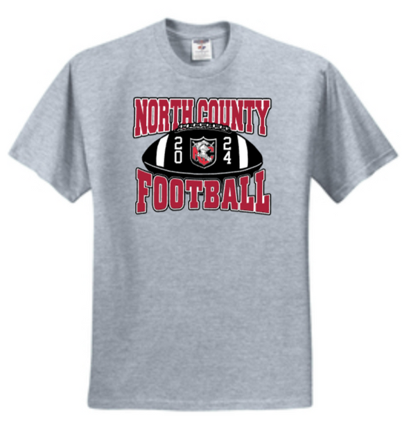 NC FOOTBALL - FOOTBALL Short Sleeve T Shirt (White or Grey)