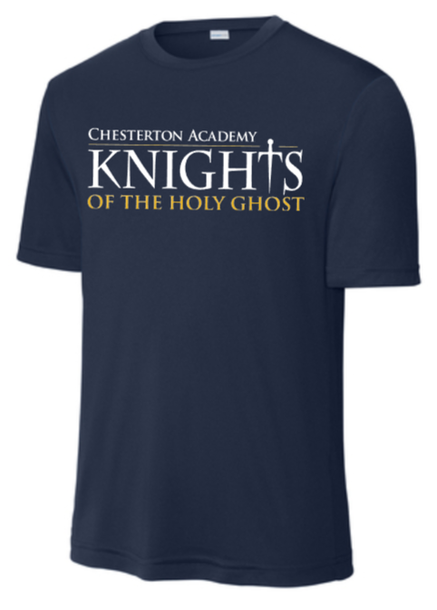 Chesterton Academy - KNIGHTS Navy Blue Performance Short Sleeve Shirt  (Youth or Adult)