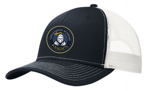 Chesterton Academy - KNIGHT SEAL Snapback Trucker Hat (Navy Blue and White Back)