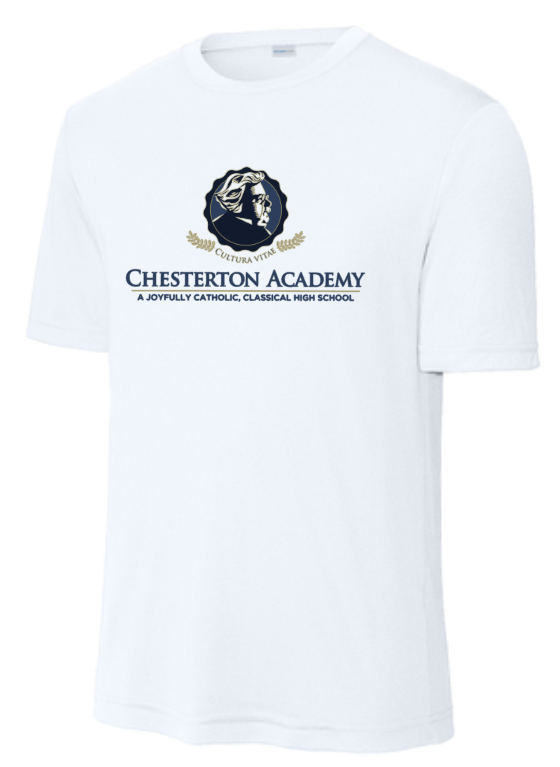 Chesterton Academy - SCHOOL White Performance Short Sleeve Shirt  (Youth or Adult)