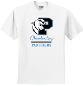 Panthers Cheer - Panthers Classic Cheer Short Sleeve Shirt (White or Grey)