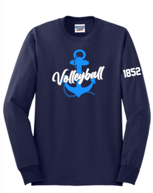 MDSA VBALL - Anchor Navy Blue Long Sleeve Shirt