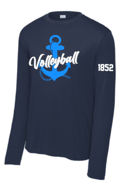 MDSA VBALL - Anchor Navy Blue Performance Long Sleeve T Shirt (Youth or Adult)