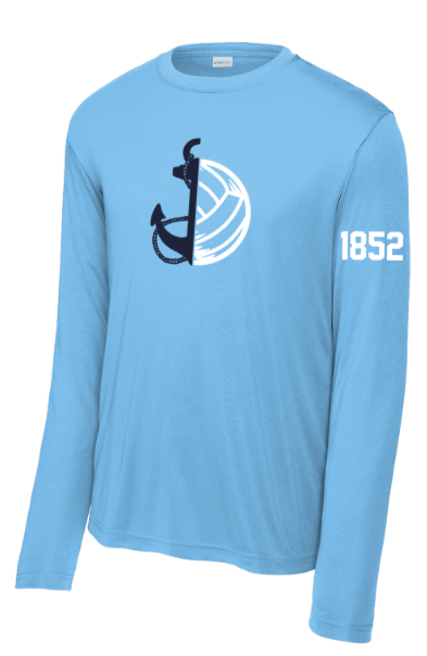 MDSA VBALL - Anchor Ball Carolina Blue Performance Long Sleeve T Shirt (Youth or Adult)