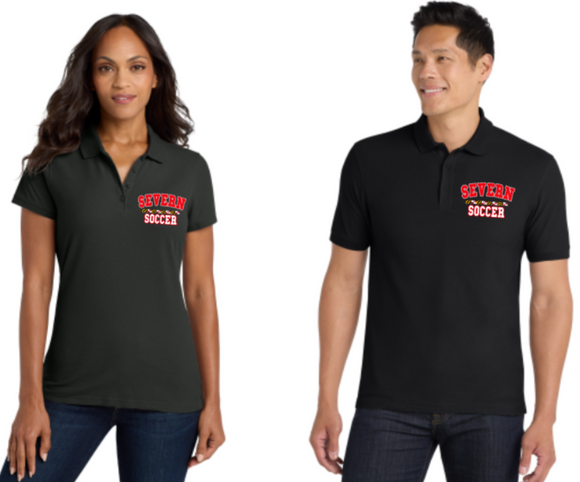 Severn Soccer - Black Polo Printed (Unisex or Lady Cut)