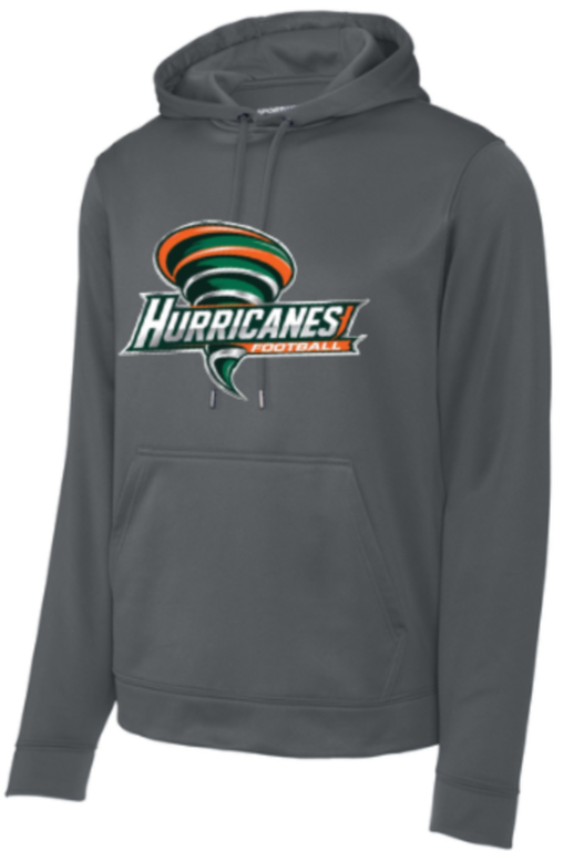Hurricanes Football - Charcoal Performance Hoodie Sweatshirt