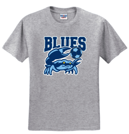 Blues Soccer - Grey Short Sleeve T Shirt