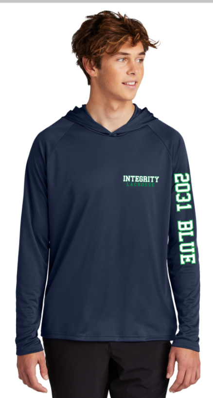 Integrity - Navy Blue Performance Pullover Hooded T Shirt